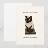 Chat siamois amusant Bonne Carte d'Anniversaire (Devant / Derrière)