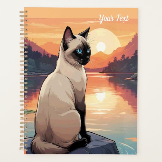 Chat siamois au bord d'un lac (Devant)