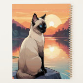 Chat siamois au bord d'un lac (Dos)