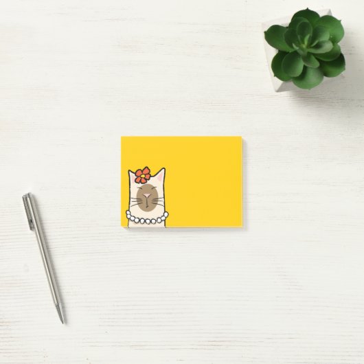 Chat siamois avec fleurs et perles Notes Post-it® (Bureau)