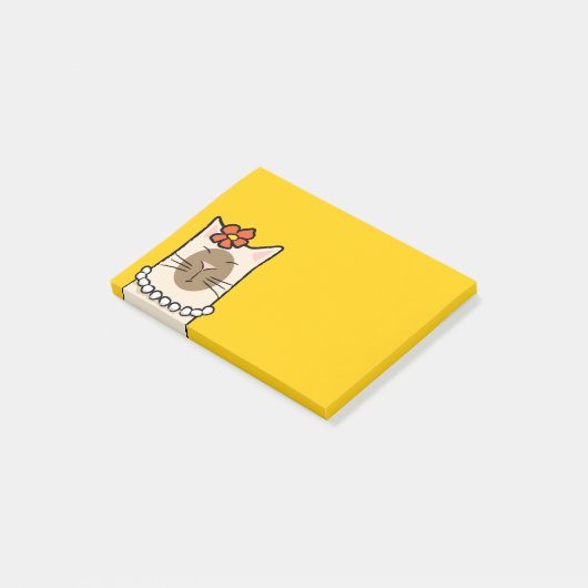 Chat siamois avec fleurs et perles Notes Post-it® (Incliné)
