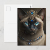 Chat siamois avec une couronne et un collier carte (Devant / Derrière)