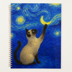 Chat siamois de la nuit étoilée Lune 