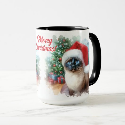 Chat siamois Joyeux Noël Café Mug Cup (Devant droit)