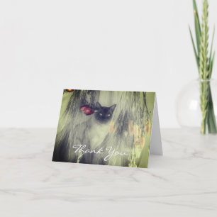 Chat Siamois Noir Et Blanc Carte de remerciements