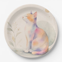 Chat silencieux au clair de lune - assiette en car
