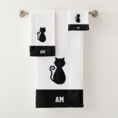Chat Silhouette & monogramme sur Bain noir & blanc (En situation)