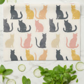 Chat Silhouettes Serviette de cuisine (Plié)