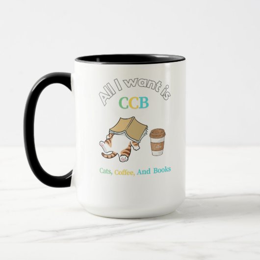 Chat Sleepy avec Café et Mug de livre (Gauche)