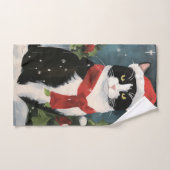 Chat Smoking dans Noël enneigé (Serviette à main)
