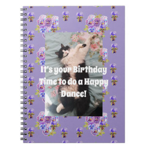 Chat Smoking Fun Cahier Floral Violet