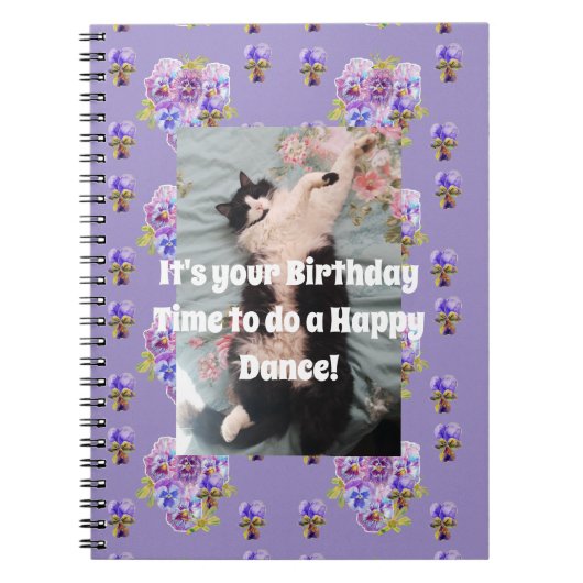 Chat Smoking Fun Cahier Floral Violet (Devant)