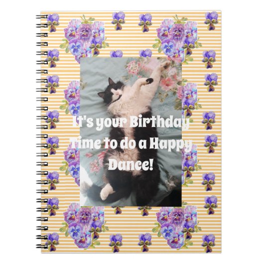 Chat Smoking Fun Cahier Floral Violet Mignon (Devant)