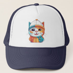 Chat souriant portant un Clipart Casquette