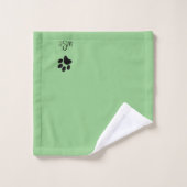 Chat sournois Monogramme vert (Gant de toilette)