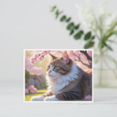 Chat sous la carte postale de Sakura tree (Debout devant)
