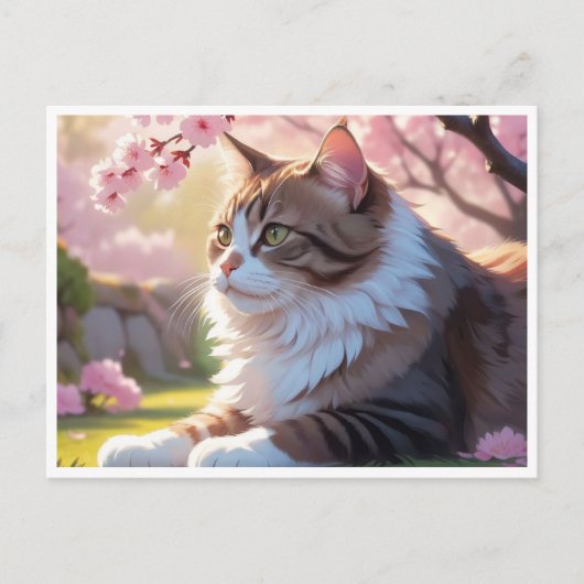 Chat sous la carte postale de Sakura tree (Devant)