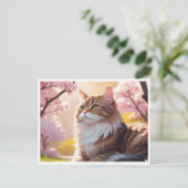 Chat sous la carte postale de Sakura tree (Debout devant)