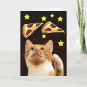 CHAT SPACE AVEC CARTES D'ANNIVERSAIRE PIZZA (Devant)