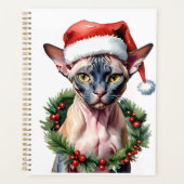 Chat Sphynx de Noël aquarelle (Devant)