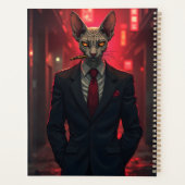Chat Sphynx Neon Noir dans le style Mafia (Dos)