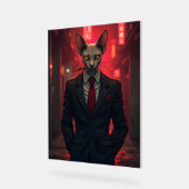Chat Sphynx Neon Noir dans le style Mafia (Angle)