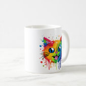 Chat Splat Rainbow Design Mug (Devant droit)