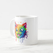 Chat Splat Rainbow Design Mug (Devant gauche)