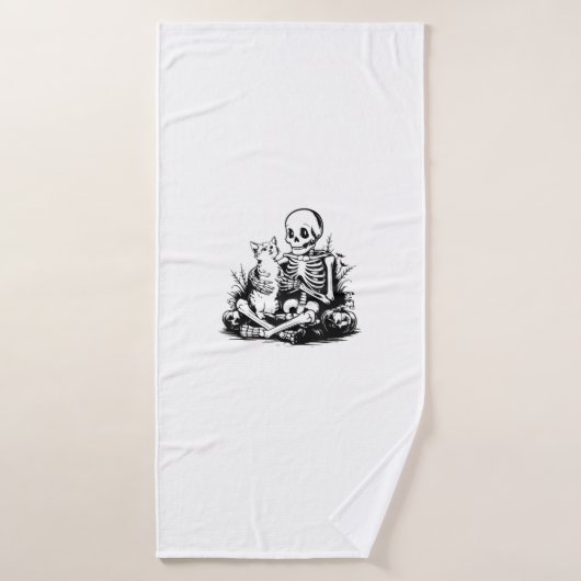 Chat squelette drôle crâne Kitty Chat mignon Goth  (Serviette de bain)