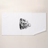 Chat squelette drôle crâne Kitty Chat mignon Goth  (Serviette de bain)