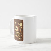 Chat squelette effrayant et mug classique fantôme, (Devant gauche)