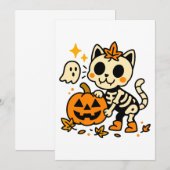Chat squelette mignon avec invitation citrouille (Devant / Derrière)
