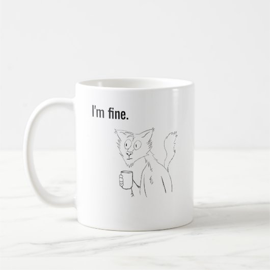 Chat Stressé, Mug Illustré Drôle de Chat (Gauche)