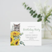 Chat Sunflower Floral Invitation Anniversaire (Debout devant)