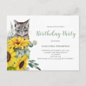 Chat Sunflower Floral Invitation Anniversaire (Devant)