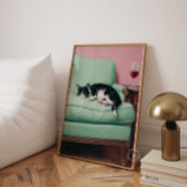 Chat sur Canapé avec Impression de Peinture d'Art