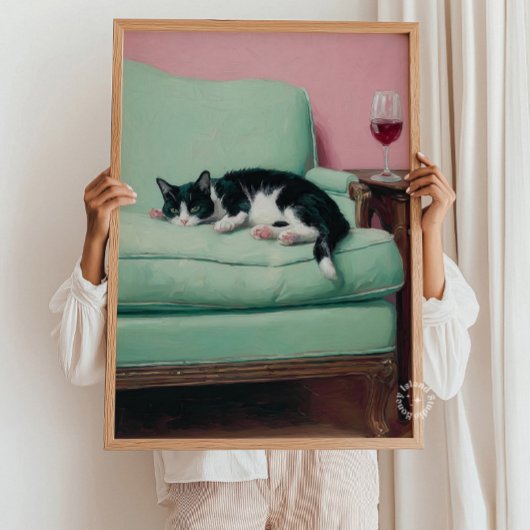 Chat sur Canapé avec Impression de Peinture d'Art