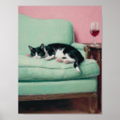 Chat sur Canapé avec Impression de Peinture d'Art (Devant)