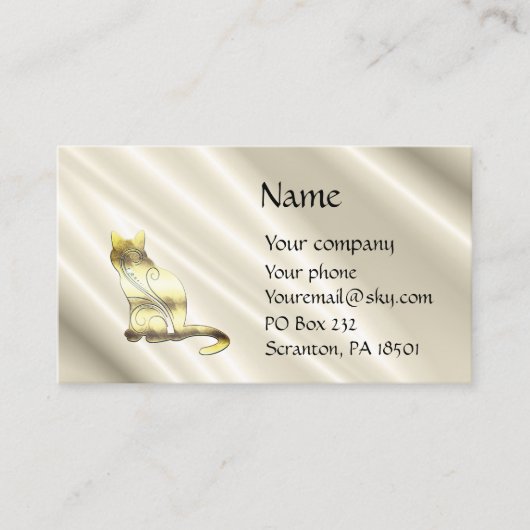 Chat Sur Carte de visite Satin Blanc (Devant)