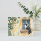 Chat sur fenêtre - Carte postale (Debout devant)