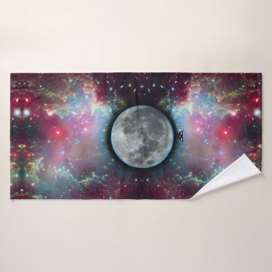 Chat sur la lune (Serviette de bain)