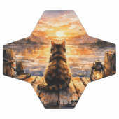 Chat sur le quai au coucher du soleil (Plat)