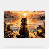 Chat sur le quai au coucher du soleil (Recto)
