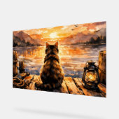 Chat sur le quai au coucher du soleil (Angle)