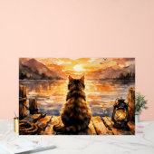 Chat sur le quai au coucher du soleil (Mariage)