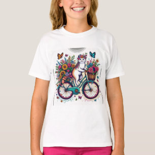 Chat sur le T-shirt design vélo