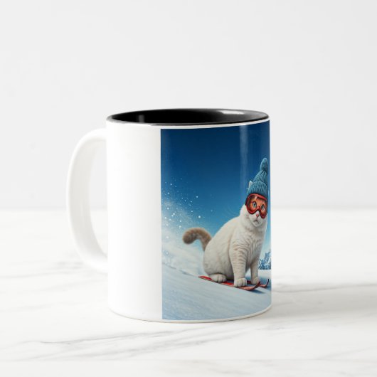 Chat sur les pentes : Une jolie Mug à deux tons (Devant gauche)