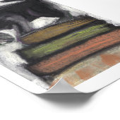 Chat sur livres - Impression de peinture Pastel or (Coin)