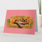 CHAT SUR SOFA FUNNY GRANDE CARTE D'ANNIVERSAIRE (Devant)