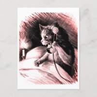 Chat sur téléphone Louis Wain Carte postale